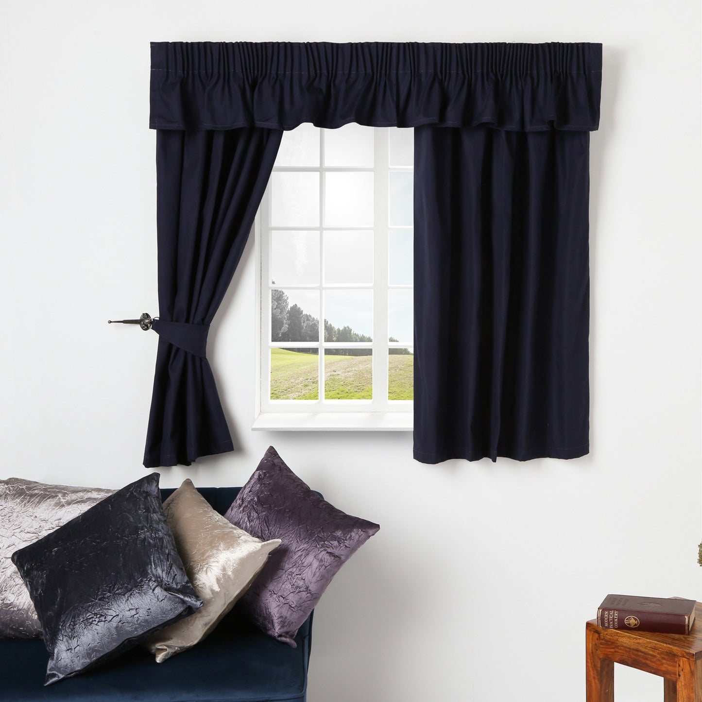 Herringbone Narrowboat Curtains - Blue image