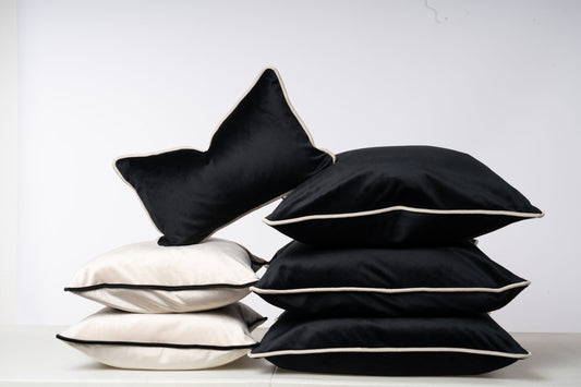 Velvet Piped Cushions Sets with Duck Feather inserts image